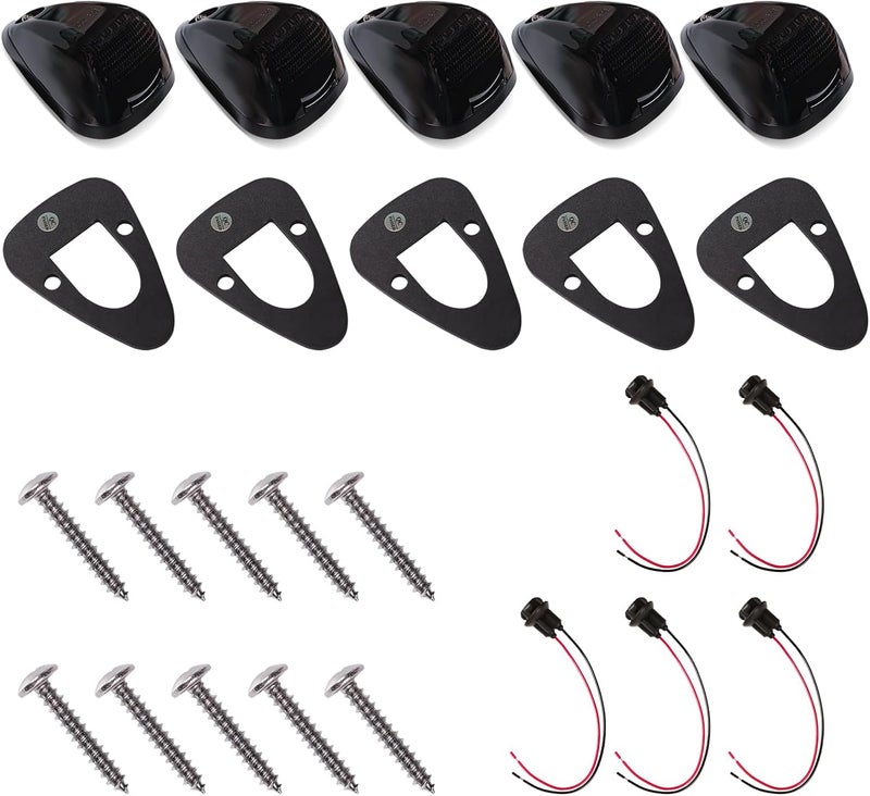 DERMOKA أضواء علامة السقف العلوية LED باللون البرتقالي لسيارات البيك أب F250 F350 F450 F550 سوبر ديوتي من 1999-2016، 5 قطع (أسود مدخن) - Image 5
